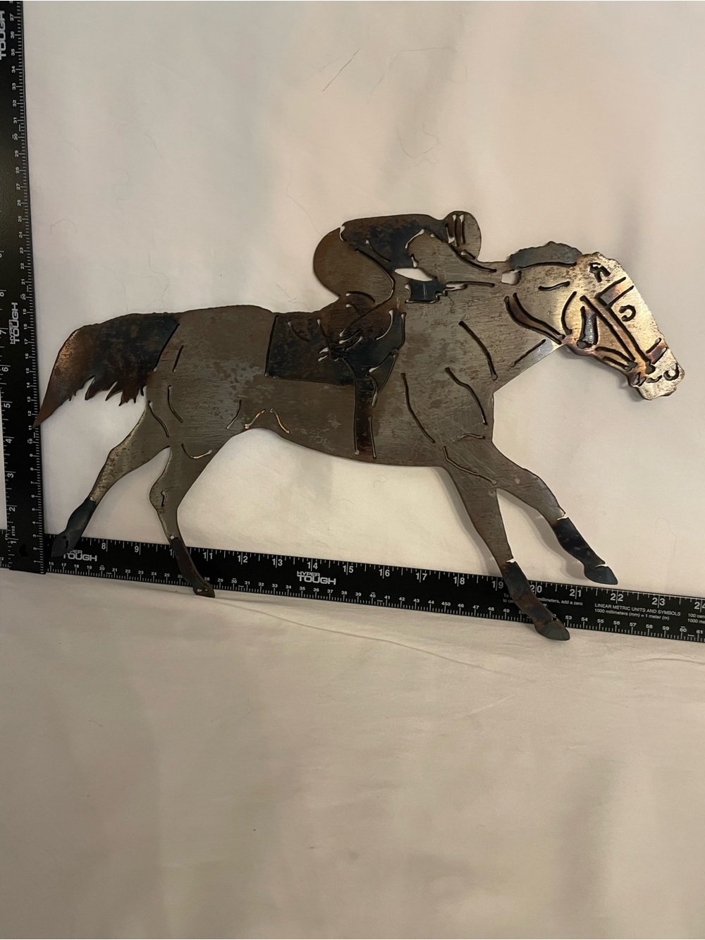 Metal Horse Racing Wall Art - Brown and Black